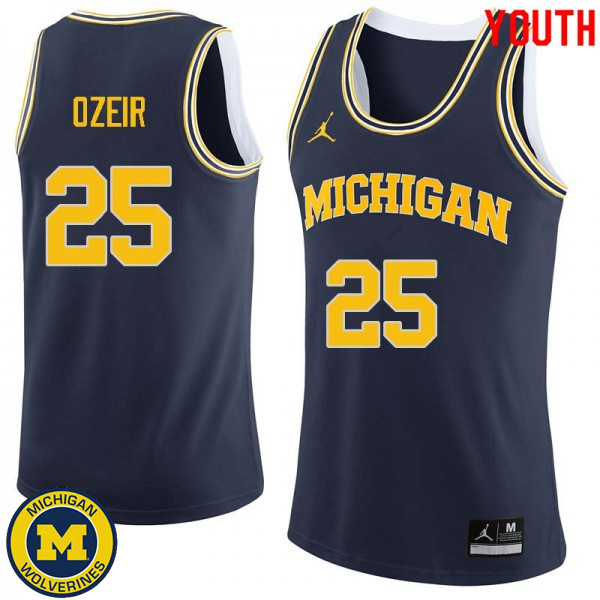 Youth University of Michigan #25 Naji Ozeir Navy High School Basketball Jersey